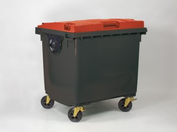 Wheelie bin 1000 liter, 1370x1085x1315 mm, grey/red Wheelie bin 1000 liter, 1370x1085x1315 mm, grey/red