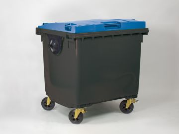 Wheelie bin 1000 liter, 1370x1085x1315 mm, grey/blue Wheelie bin 1000 liter, 1370x1085x1315 mm, grey/blue