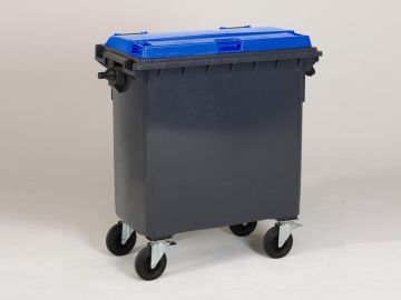 Wheelie bin 770L, 1371x779x1316 mm, grey/blue Wheelie bin 770L, 1371x779x1316 mm, grey/blue