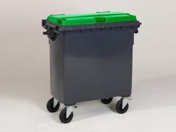 Wheelie bin 770L, 1371x779x1316 mm, grey/green Wheelie bin 770L, 1371x779x1316 mm, grey/green