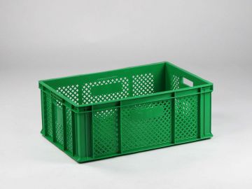 Caixa perfurada para fruta ou legumes 600x400x230 mm, verde